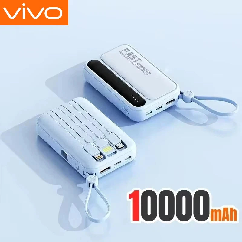 Banque d'alimentation VIVO 500000mAh, grande capacité, charge ultra-rapide, batterie externe portable, 4 câbles intégrés pour tous les téléphones