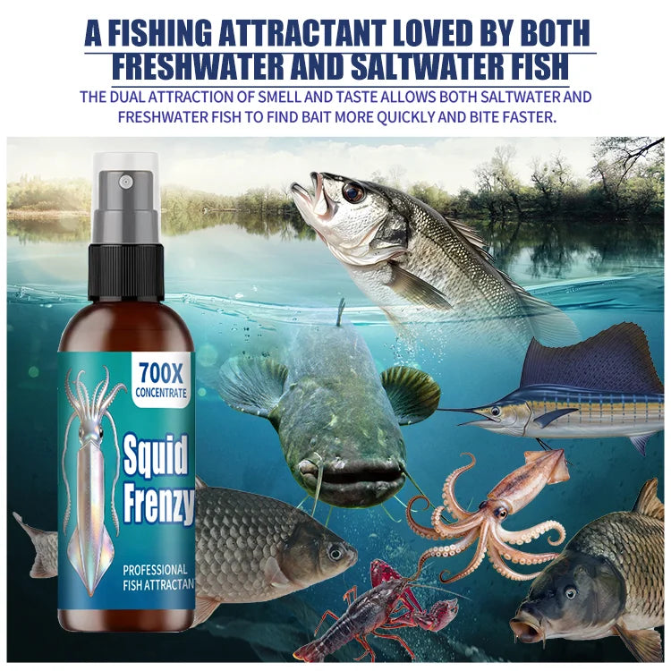 Liquide de pêche multi-effet de calmar, spécialement conçu, stimule rapidement le calmar de la faim, liquide de pêche professionnel, attractif de calmar
