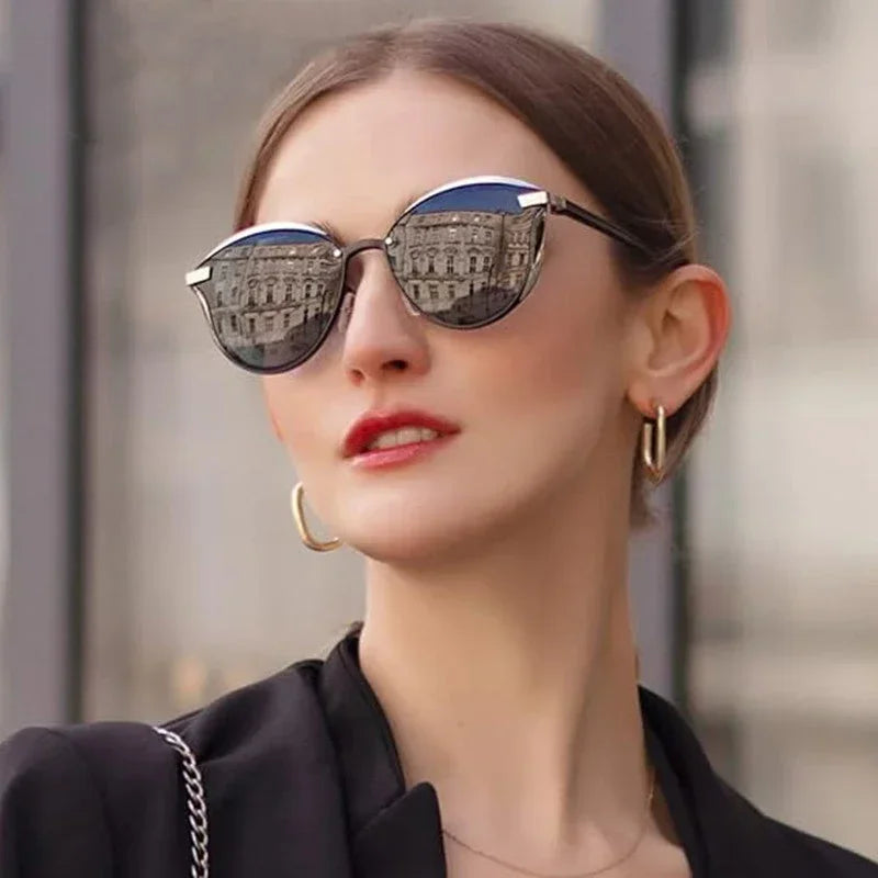 Gafas de sol polarizadas de lujo para mujer, redondas, para mujer, lentes de sol para mujer
