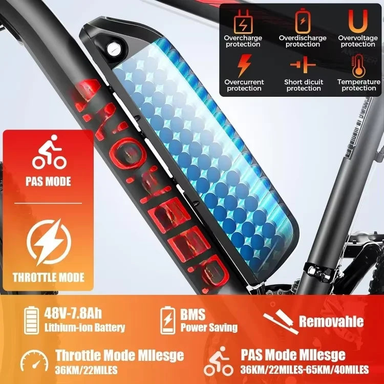 Vélo Électrique Adultes 26 Pouces 500W — Vélo de Montagne Électrique