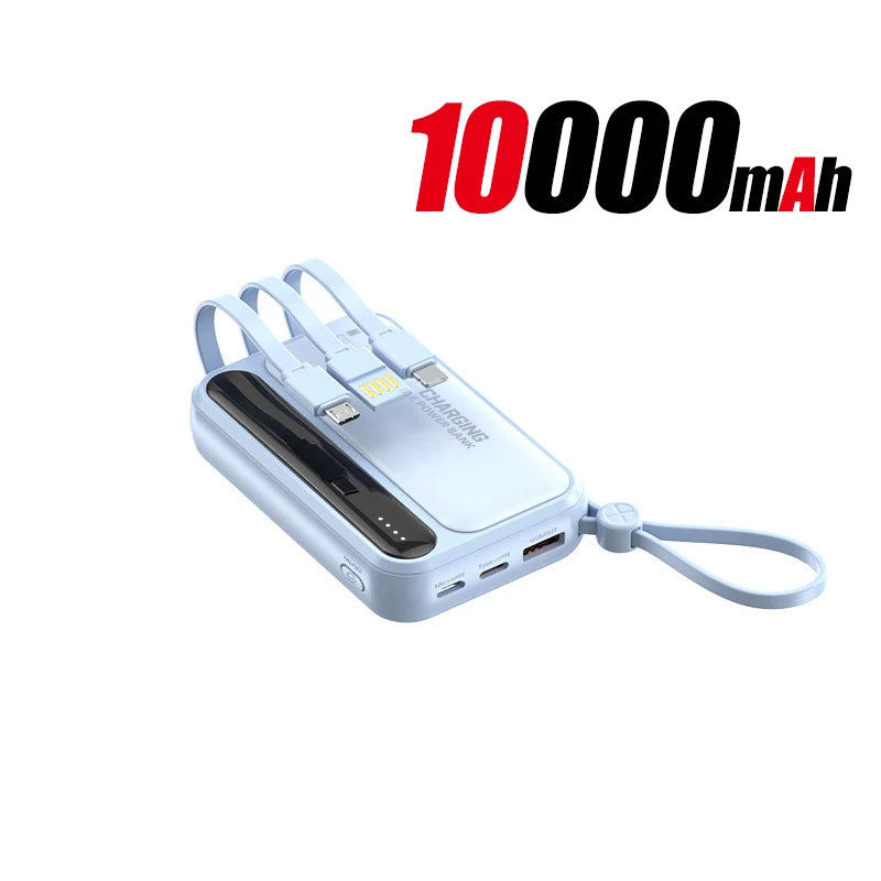 Batería externa Lenovo 120W 500000mAh de gran capacidad con 4 cables en 1, pantalla digital inteligente, batería portátil ligera para iPhone, nueva