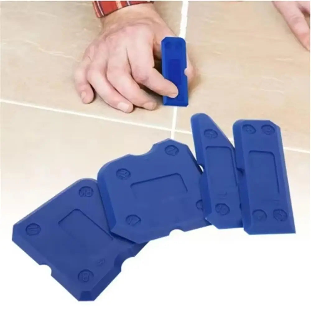 Caulking Tools Kit, Grout Scraper, Sealant Remover for Shower Tile, Grout Edge Removal, Kitchen, Bathroom, Home Cleaning Spatula 4 Pieces