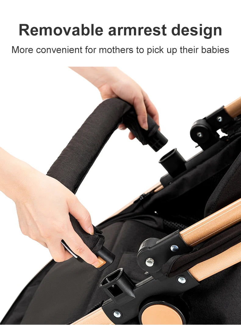 Poussette Bébé Châssis Aviation Roues 360° — Dossier Réglable Coussin Amovible Panier
