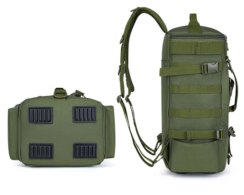 Sac à dos de pêche tactique, sac de matériel avec porte-canne, rangement d'équipement de poisson Molle Camping randonnée sac multifonctionnel en plein air