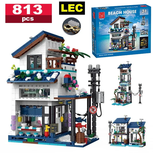 Blocs de Construction Rétro LED Enfant — Ville Japonaise Plage Villa 813 Pièces
