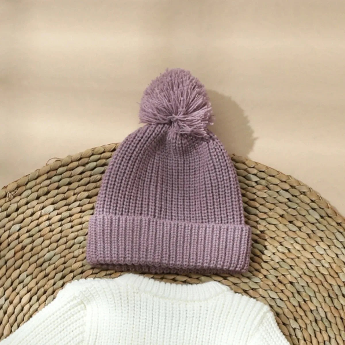 Barboteuse tricotée pour nouveau-né — chapeau à pompon, pull bébé garçon et fille, séance photo HD (v5)