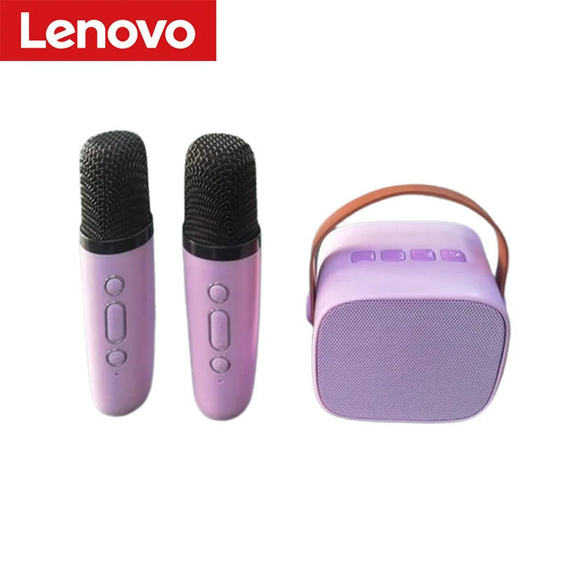 Altavoz Bluetooth inalámbrico Lenovo K1 con 2 micrófonos, máquina de karaoke con luz respiratoria para cantar en familia, regalos para niños
