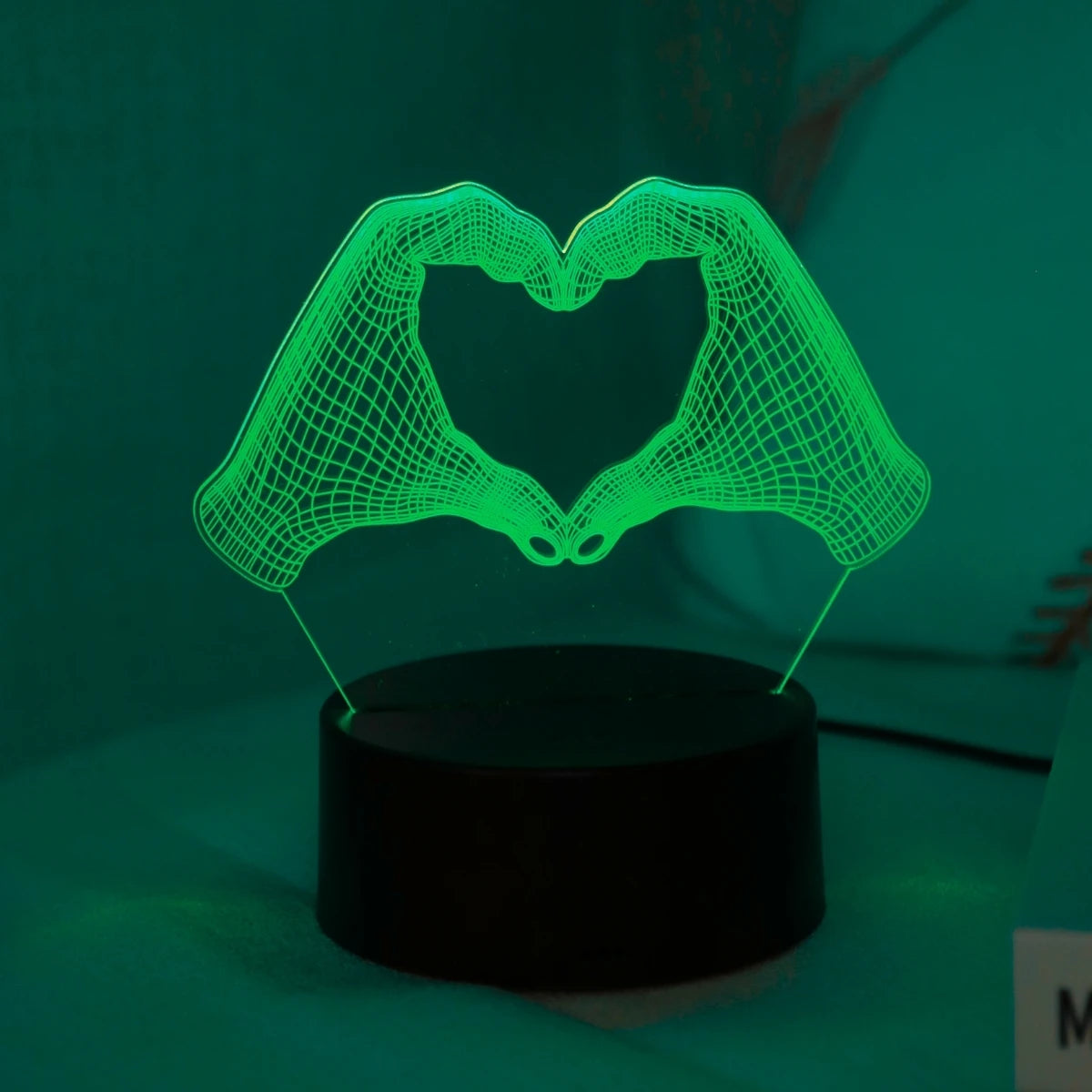 Veilleuse 3D en forme de cœur à deux mains, éclairage LED pour la maison, le bureau, la décoration de Noël, le paupières, la chambre, le cadeau d'anniversaire