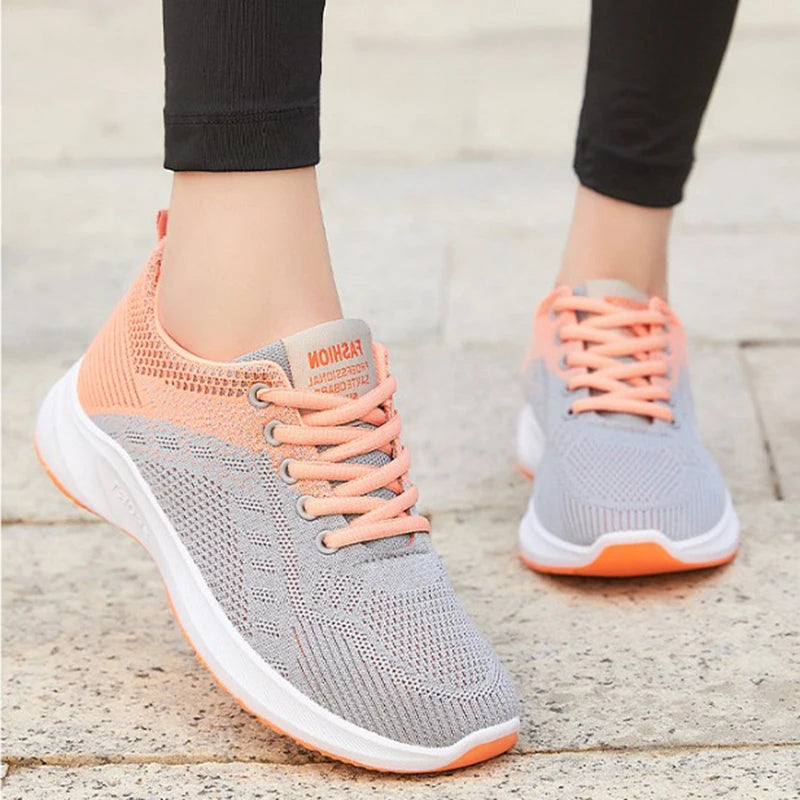 Women's Tennis 2025 Women's Vulcanized Shoes Air Mesh Lightweight Soft Sneakers Women's Flats Lace-Up Platform Casual Shoes Women's Sneakers