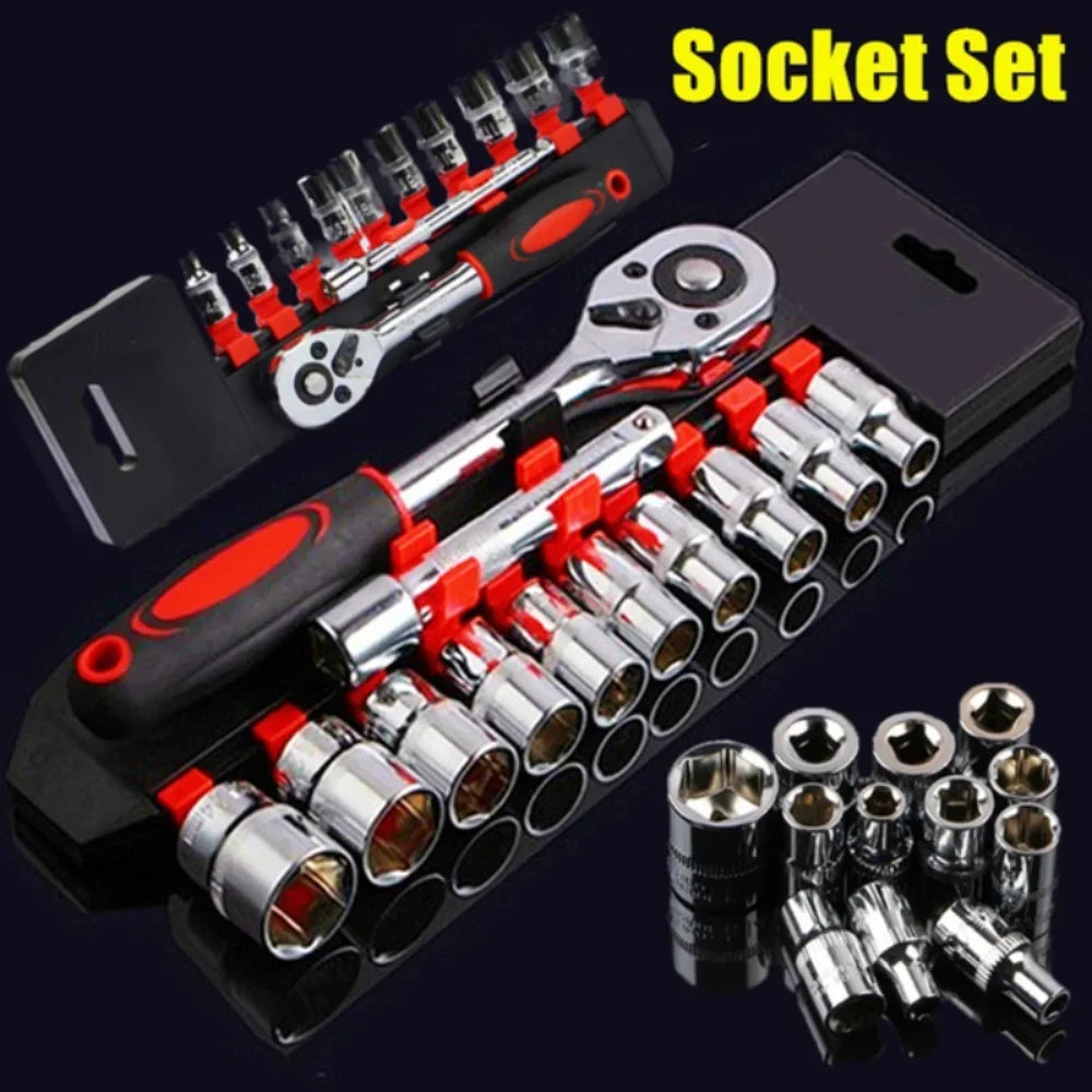 Ensemble 12 pièces clés à douilles — clé à cliquet, 4-13mm, acier, réparation moto, vélo, voiture, bateau