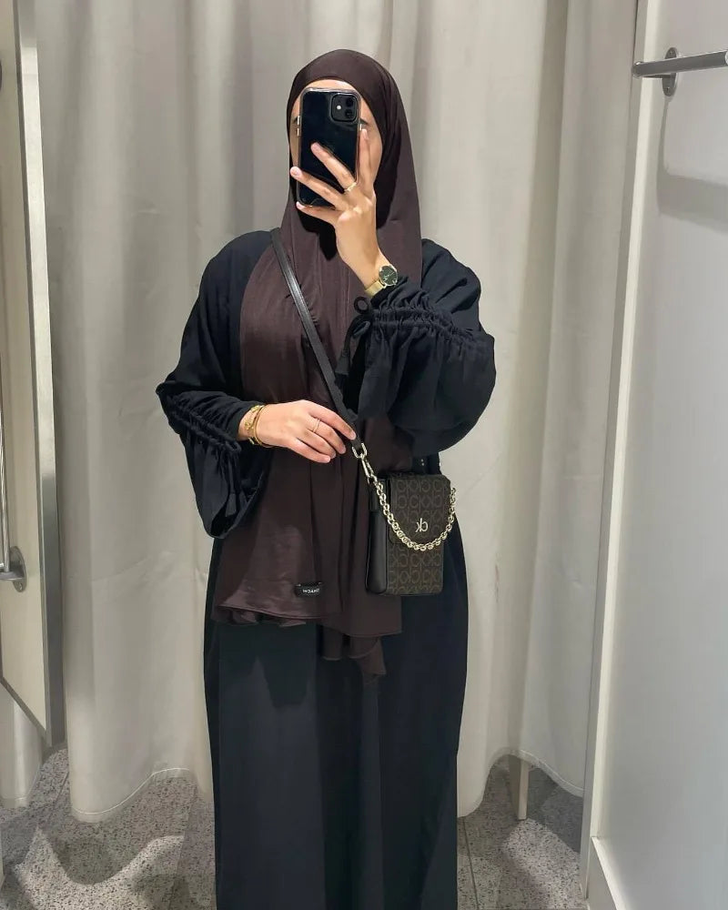 Robe modeste pour femmes musulmanes, arabie saoudite, Eid dubaï, Abaya uni, fête de vacances islamique, couleur unie, turquie, poignets à lacets, vêtements longs, 2024