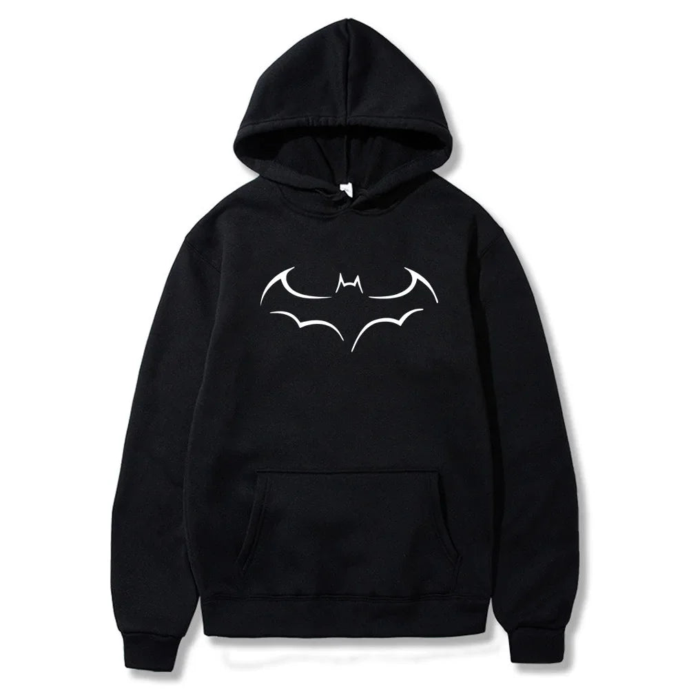 Sudadera con capucha estampada de murciélago para hombre, holgada y casual, primavera y otoño, sudaderas con capucha Streetwear
