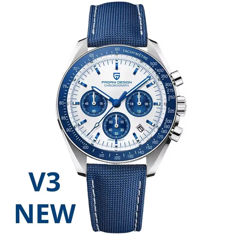 Montre à quartz de luxe pour hommes — chronographe VK63, miroir saphir AR, lumineuse, cadeau 2025