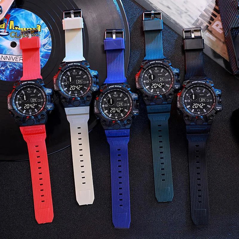 Montre pour hommes de mode sport montre-bracelet électronique grand cadran multifonctionnel étanche alarme lumineuse enfants montre militaire pour hommes