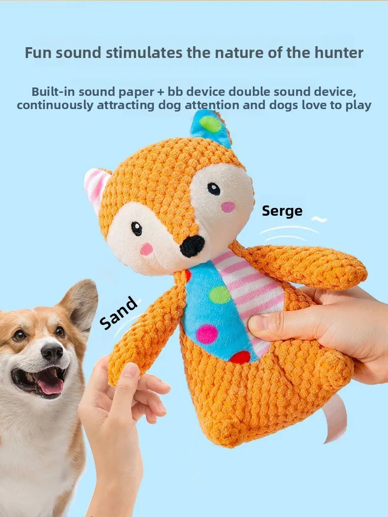 Jouet en peluche pour chien, mignon renard, éléphant, résistant aux morsures, interactif, grinçant, jouet à mâcher, nettoyage des dents de chien, poupée sonore, jouet à mâcher