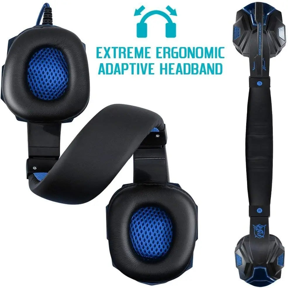 Casque de jeu avec micro et lumière LED — PC, portable, téléphone, filaire, stéréo, 3.5mm, cadeaux