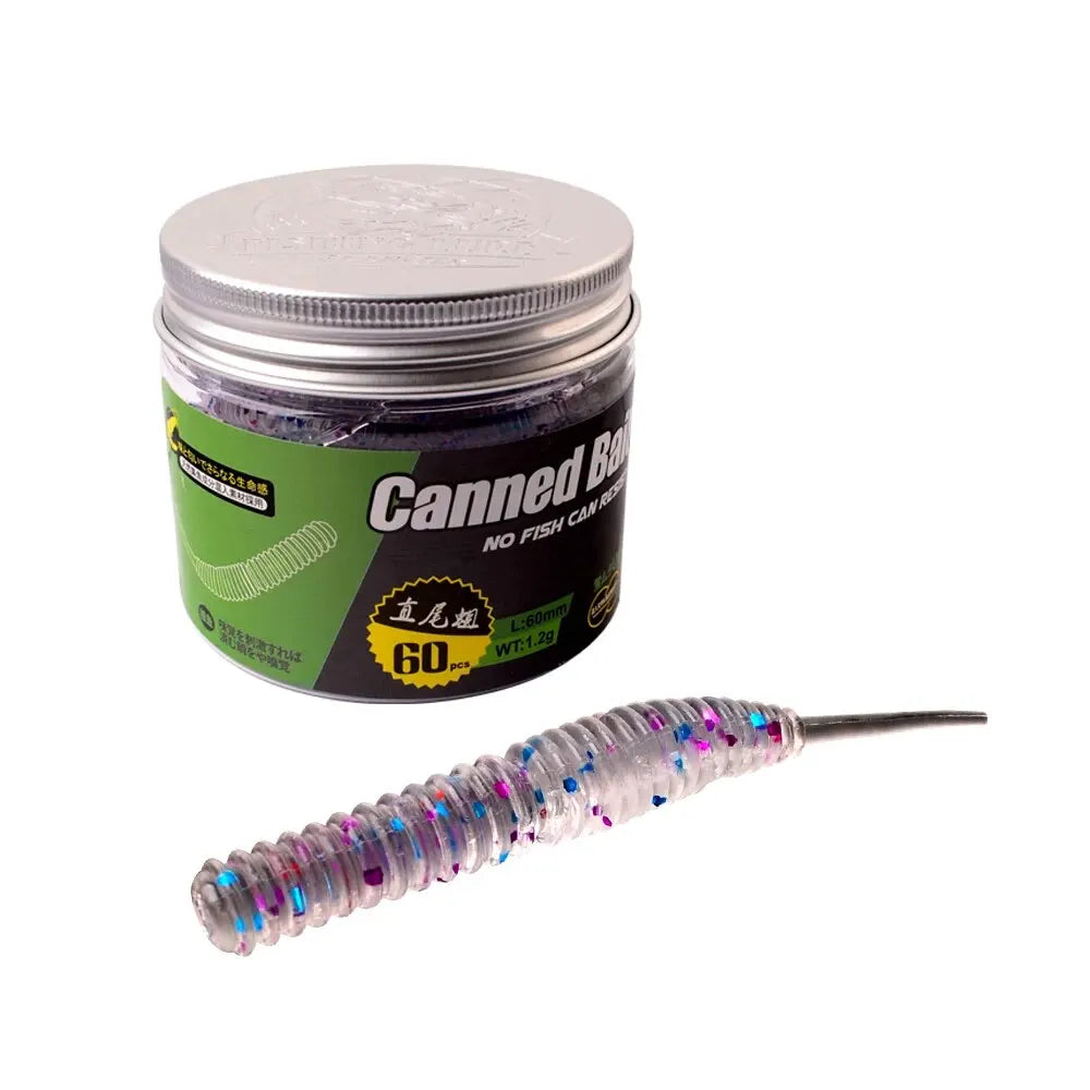 60 pièces 1.2g 6cm leurre de pêche Mini ver souple crevette Jerkbait poisson océan roche leurre bar odeur de poisson souple Swimbait appât souple Pesca