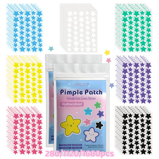 280/1120/1680pcs Seven-Color Star Pimple Patches – Invisible Hydrocolloid Dots for Fun and Gentle Skincare