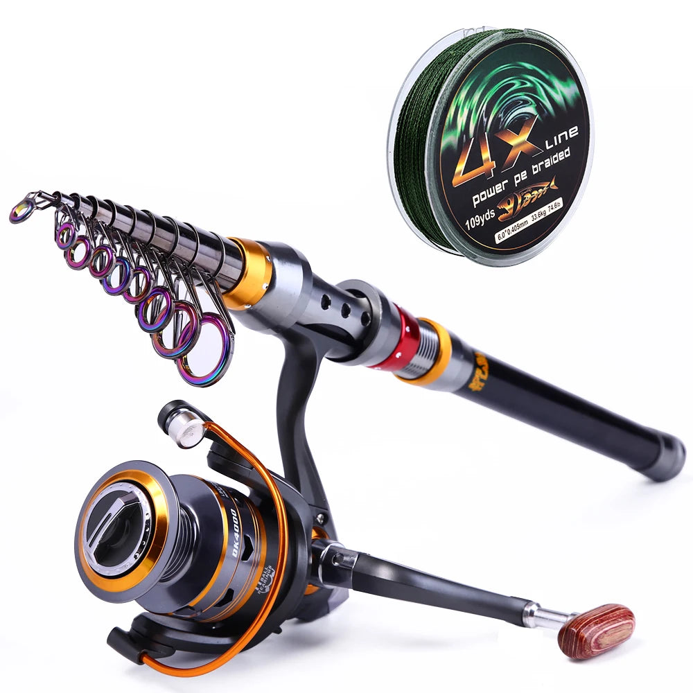 Sougayilang – canne à pêche télescopique de 1.8 à 3.6m, accessoire Portable de voyage avec moulinet à 11 roulements