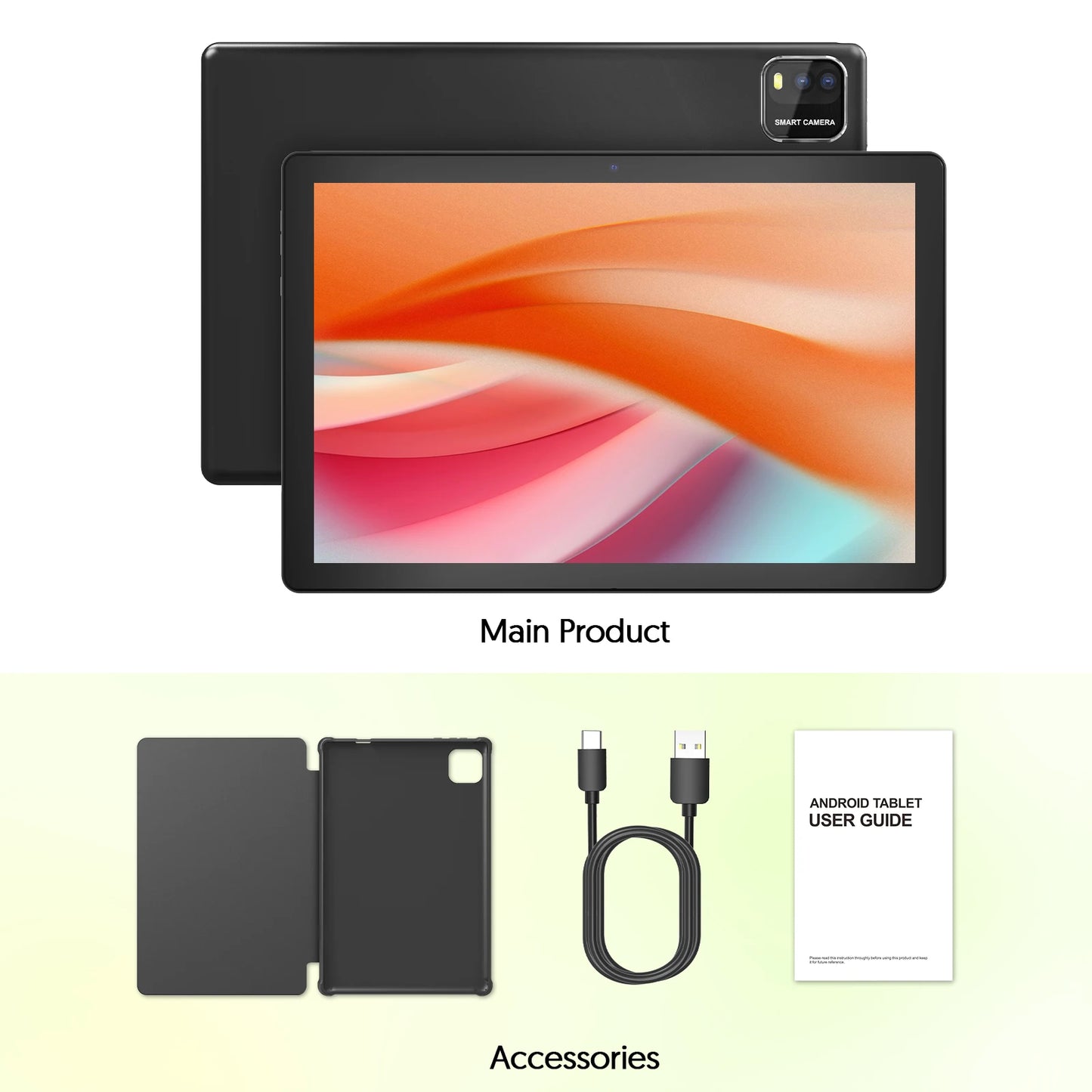 BAKEN Android Tablet 15 10 inch, Quad-Core Processor, 12GB (3+9 Extension) RAM + 64GB Storage, 5G WiFi, 1280*800 Dual Camera