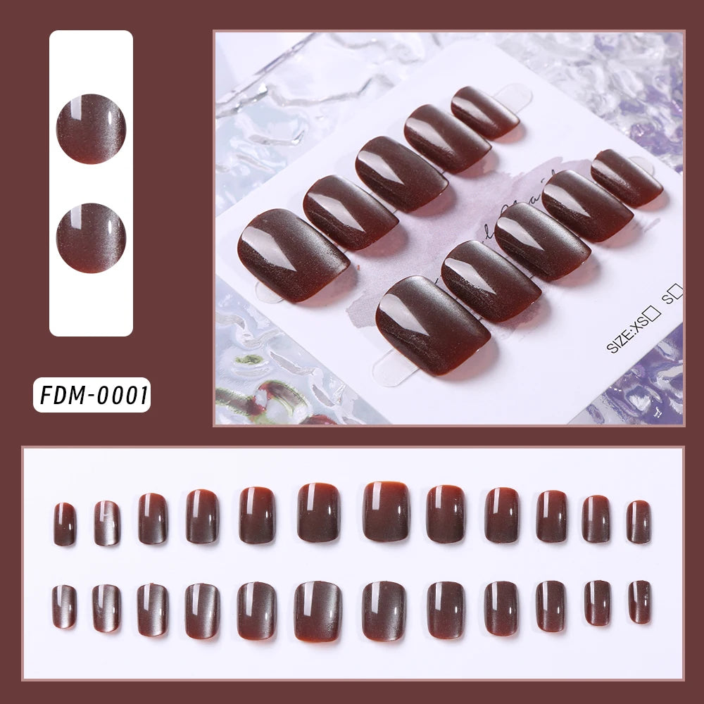 24 pièces/ensemble français rose carré court faux ongles presse sur ongles bord blanc nu rose ongles conseils couverture complète portable pointe française