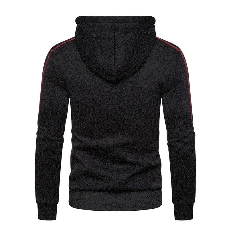 Sweat À Capuche Homme Couleur Bloc Polaire — Noir Blanc Vert Rouge Hiver