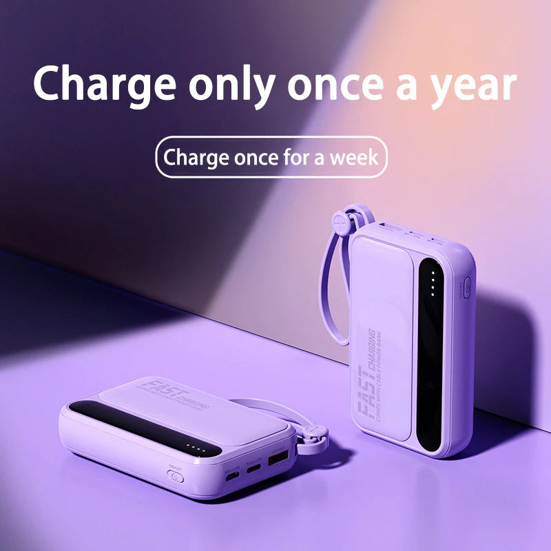 Batería externa Lenovo 120W 500000mAh de gran capacidad con 4 cables en 1, pantalla digital inteligente, batería portátil ligera para iPhone, nueva