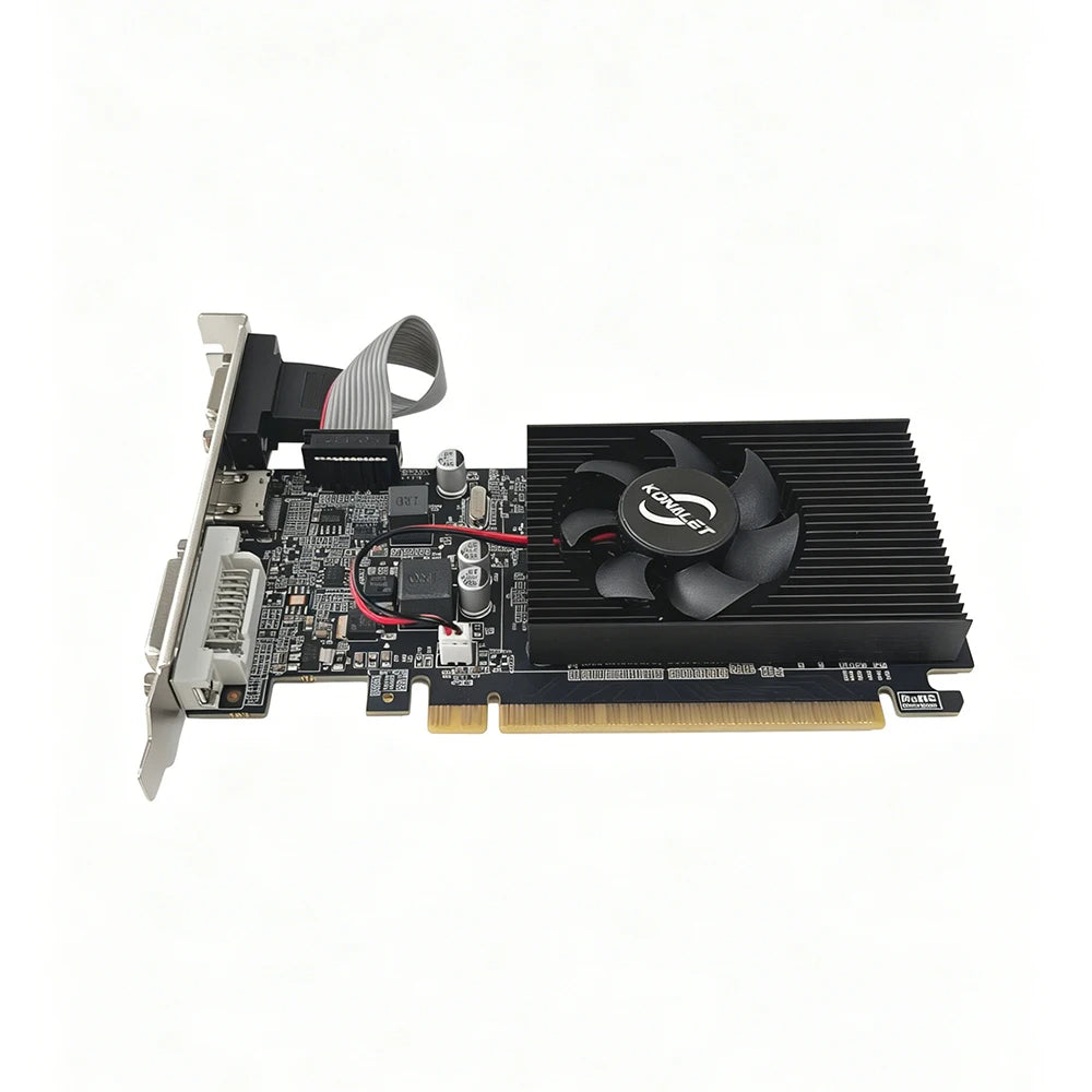 Carte graphique KONALET GT210 1 Go HDMI VGA DVI à profil bas pour PC de bureau, vidéo de bureau, double affichage
