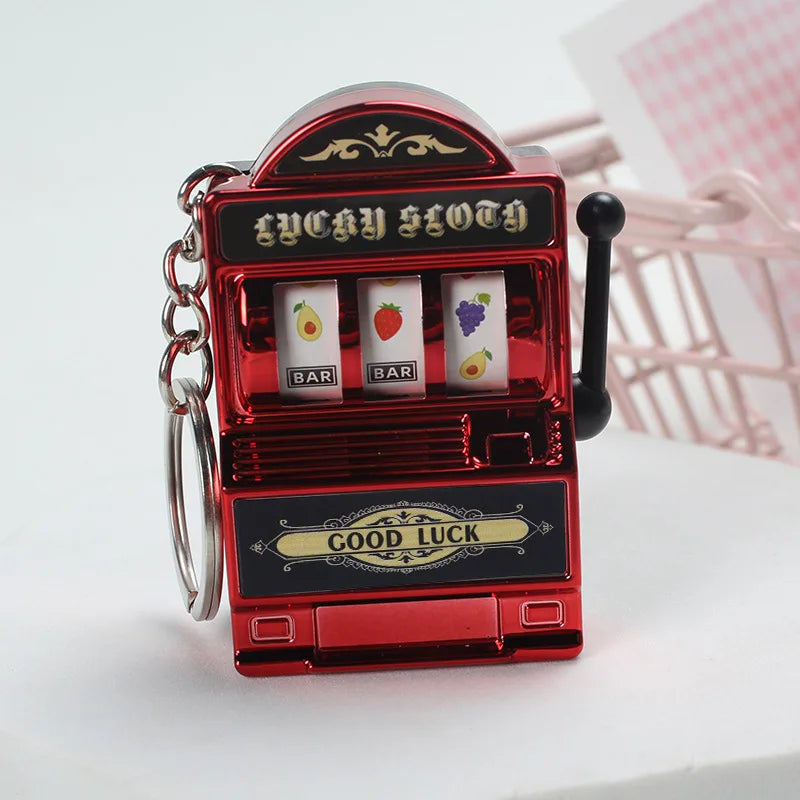 Porte-clés Machine à fentes de fruits, porte-bonheur Jackpot, Mini pendentif de Casino, breloque de sac, cadeaux de nouveauté pour enfants et adultes