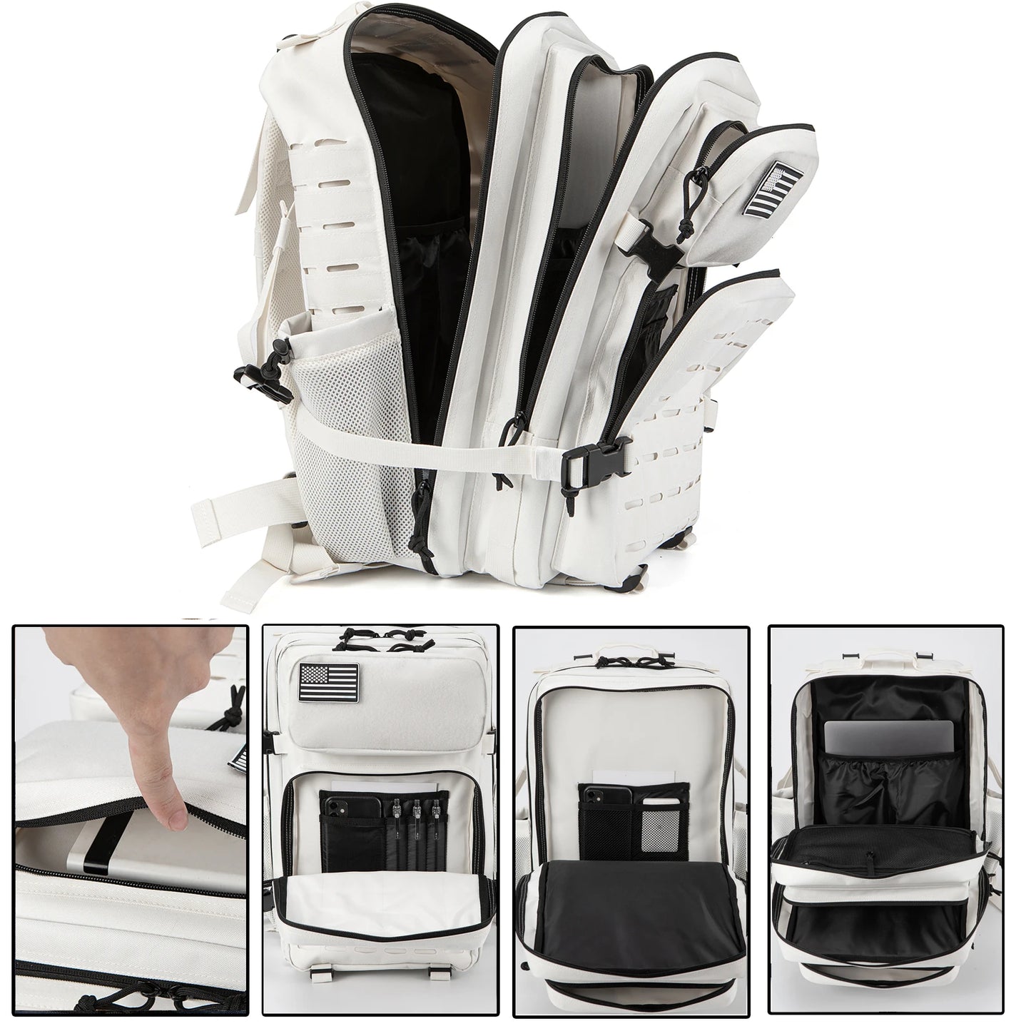 Sac à Dos Tactique Plein Air 25L/45L Homme Femme — Randonnée École Porte-Bouteille