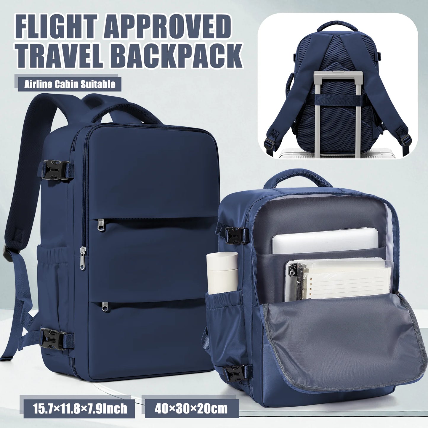 Sac à Dos Voyage Cabine Avion 40x30x20 — Étanche Ordinateur Bagage à Main