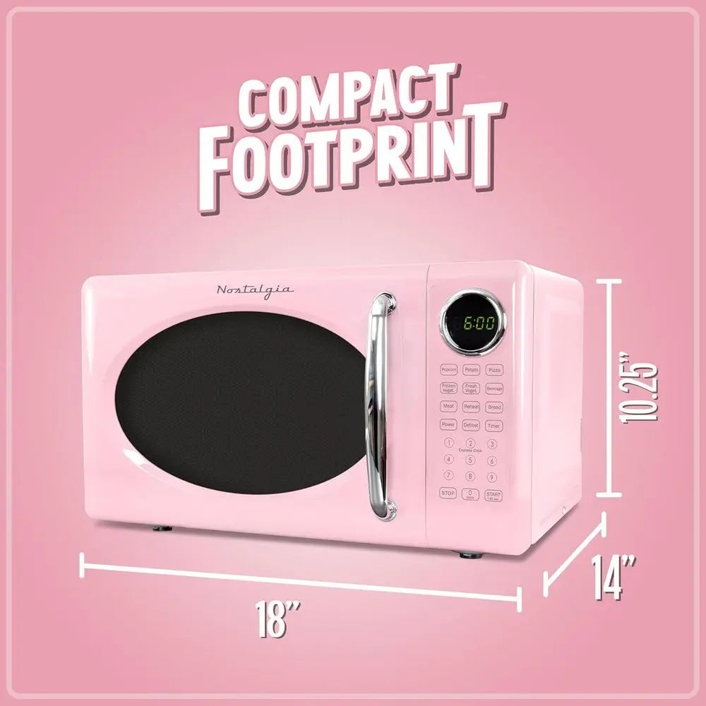 Microondas compacto de 0,7 pies cúbicos y 700 W con plato giratorio de vidrio, bloqueo de seguridad para niños, 8 programas de cocción automática, reloj digital - Rosa