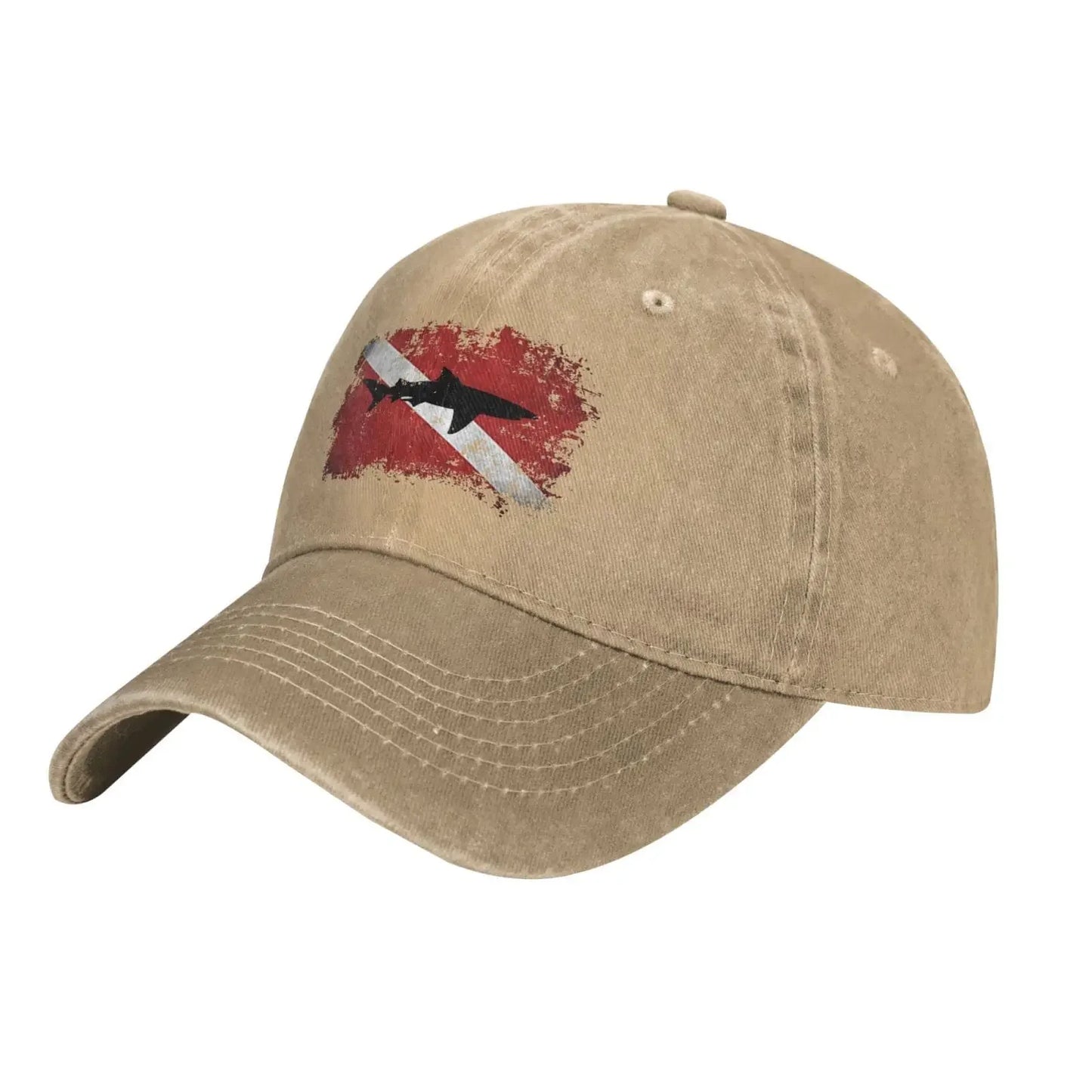 Casquette en denim de sport rétro unisexe, Snapback réglable, chapeau de cowboy de baseball uni, sensation de plongée sous-marine requin vintage