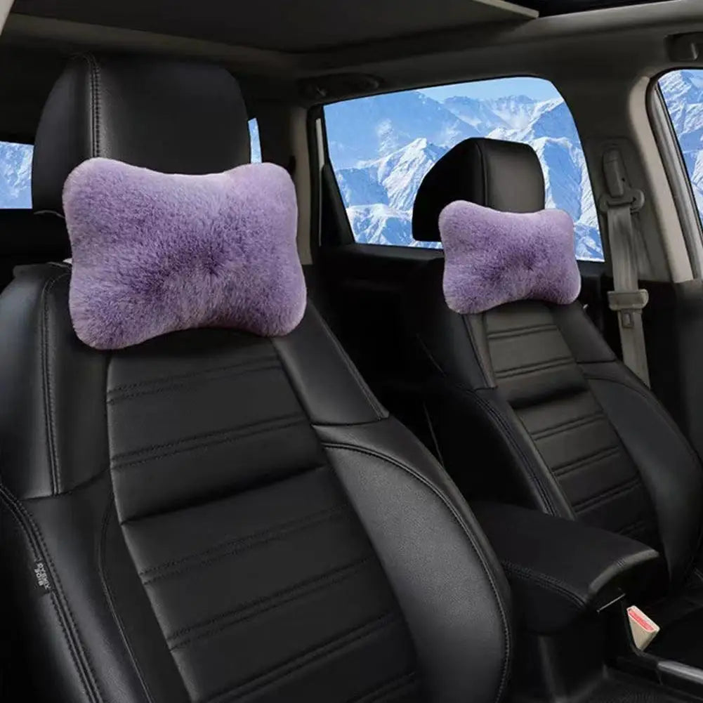 Plush Car Seat Neck Rest, 8 Colors Car Headrest, Plush Cushion, Warm and Comfortable, Waist Pillow Support Accessories, Winter