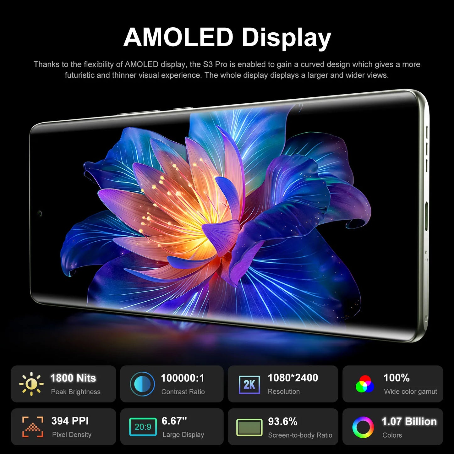 [Estreno mundial] Smartphone FOSSiBOT S3 PRO Pantalla AMOLED de 6,67" Android 14 Hasta 20 + 128 GB Móvil 8 + 64 MP CAM NFC Teléfono móvil