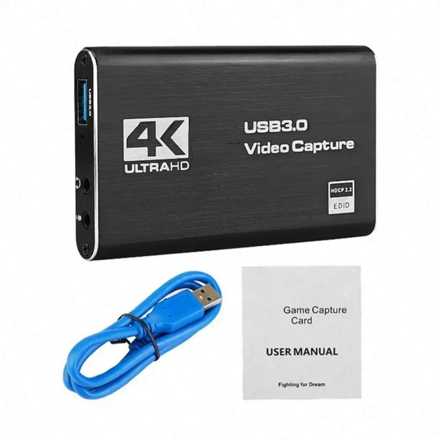 Carte d'acquisition vidéo 4K USB 3.0, enregistreur vidéo HD 1080P compatible HDMI, pour PC PS4 OBS, enregistrement de jeu, micro Audio