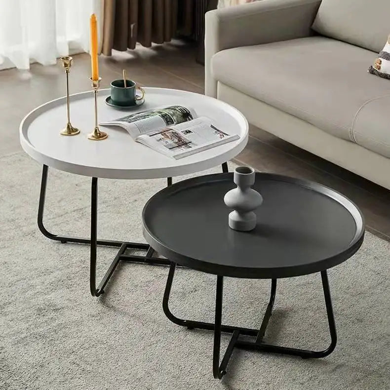 Table basse multifonctionnelle — salon minimaliste moderne, table d'appoint combinée circulaire, maison