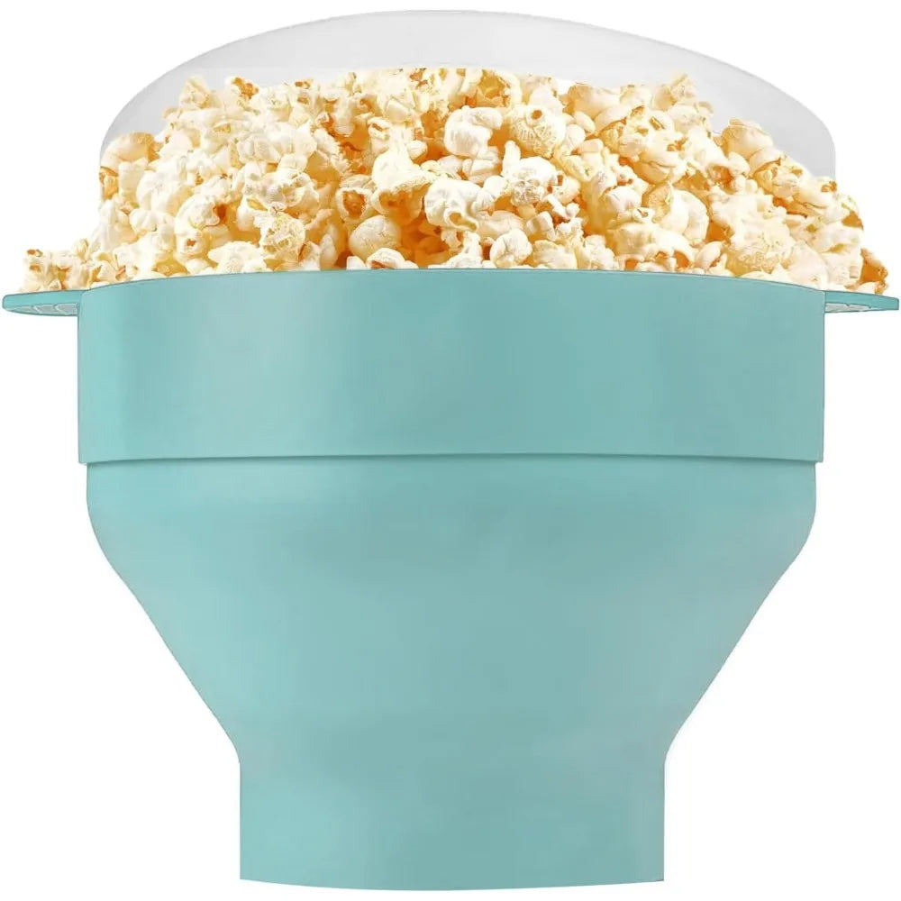 Bol à popcorn en silicone pour micro-ondes, pliable avec couvercle, seau à popcorn DIY, passe au lave-vaisselle, pour la maison, outil de cuisson pour regarder des films