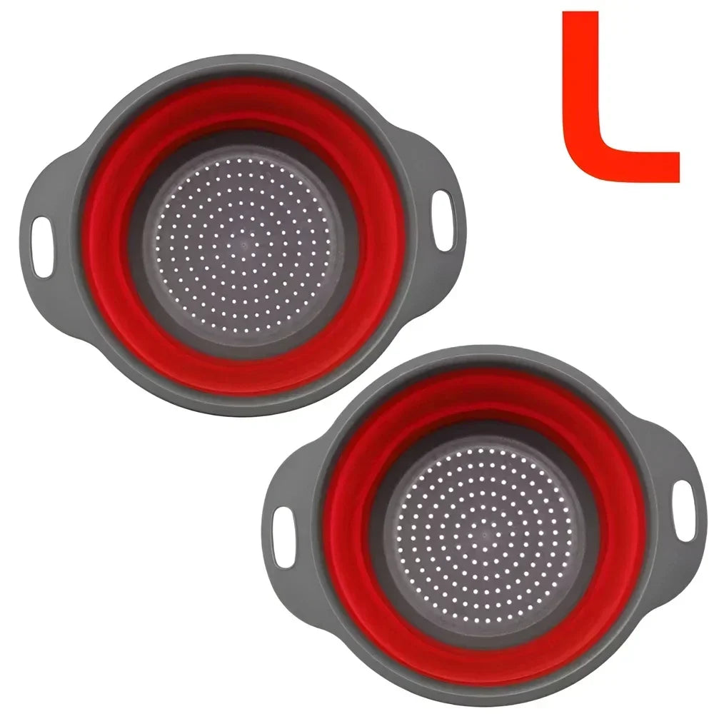 Panier égouttoir pliant en Silicone, 2 pièces, passoire pliable pour fruits et légumes, passoire de cuisine pour aliments, pâtes, ustensiles de cuisine, dispositif de vidange