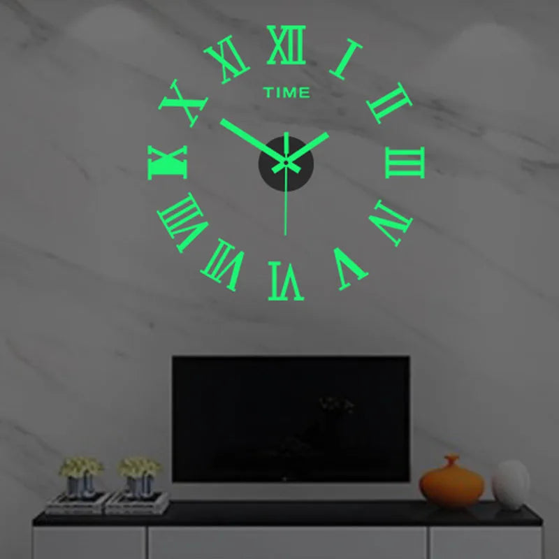 Wall clock DIY Luminous Wall Clock Quartz Watch Acrylic Mirror Stickers Wall Clock Wall Decoration Hot Home Decoration