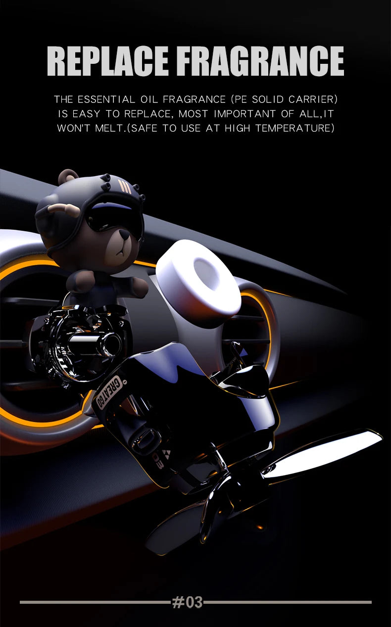 Tête secouer hélice rotative avion cool ours pilote voiture désodorisants accessoires décoration amusant diffuseur parfum parfum hommes