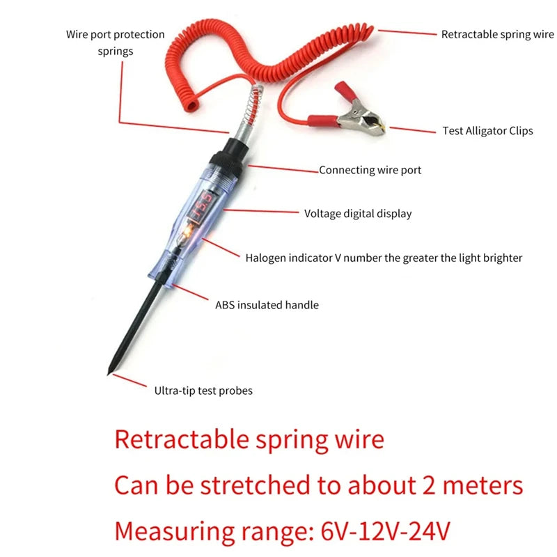 Car Truck Voltage Circuit Tester, 6V 24V Automotive Tools, Car Diagnostic Probe, Test Pen, Light Bulb, Electrical Measurement Pen