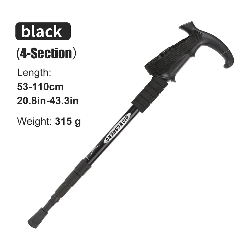 Bâton de Trekking pliable Portable en plein air, 5 sections, bâton de randonnée, Club télescopique pour personnes âgées nordiques, bâtons de marche de Camping