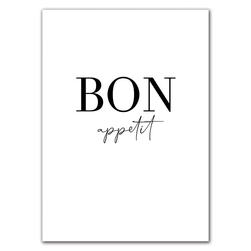 Décor artistique de cuisine mais premier affiche de café, imprimé Bon Appetit, peinture sur toile d'art mural noir et blanc pour salle à manger, décoration de la maison