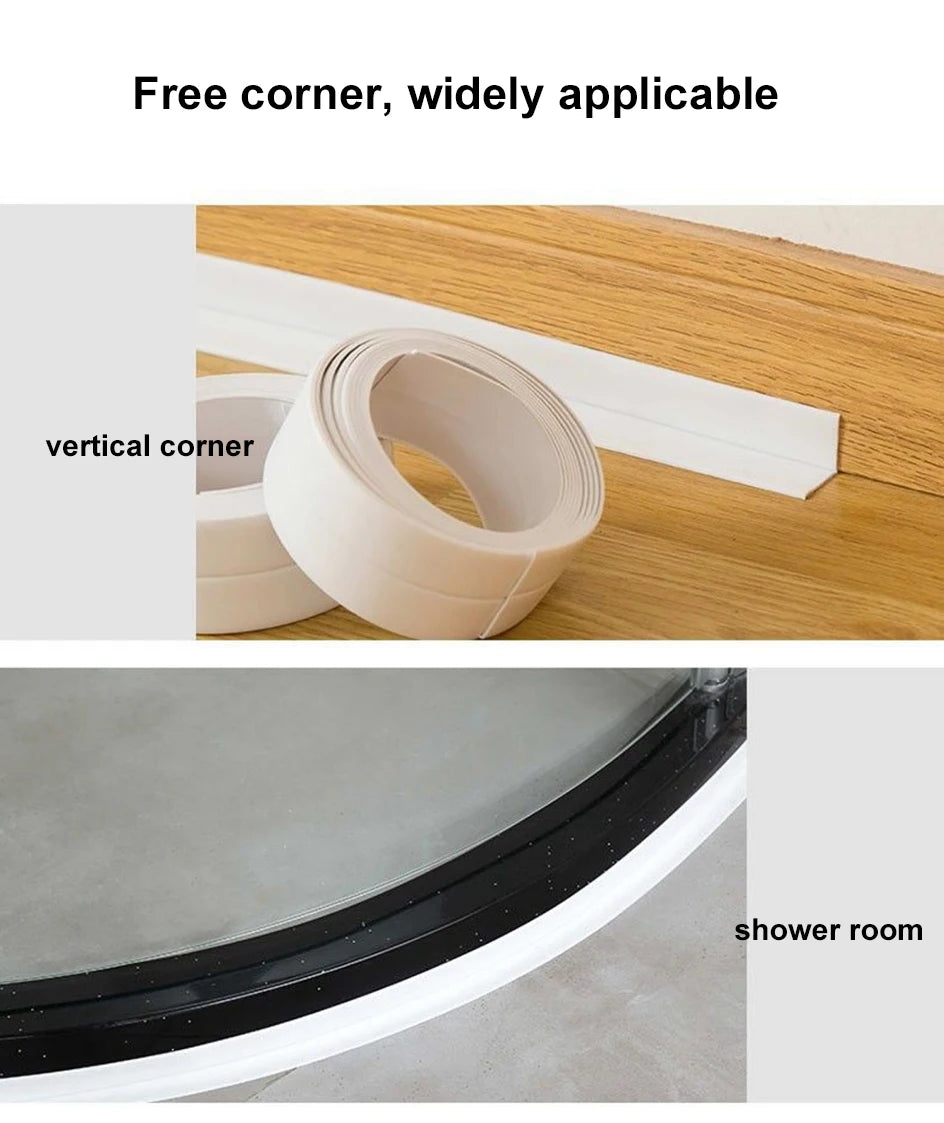 Cinta de sellado de PVC autoadhesiva para bañera, 3.2M, resistente al aceite, adhesivo de pared para esquina de borde de fregadero de cocina, tira de sellado impermeable para inodoro