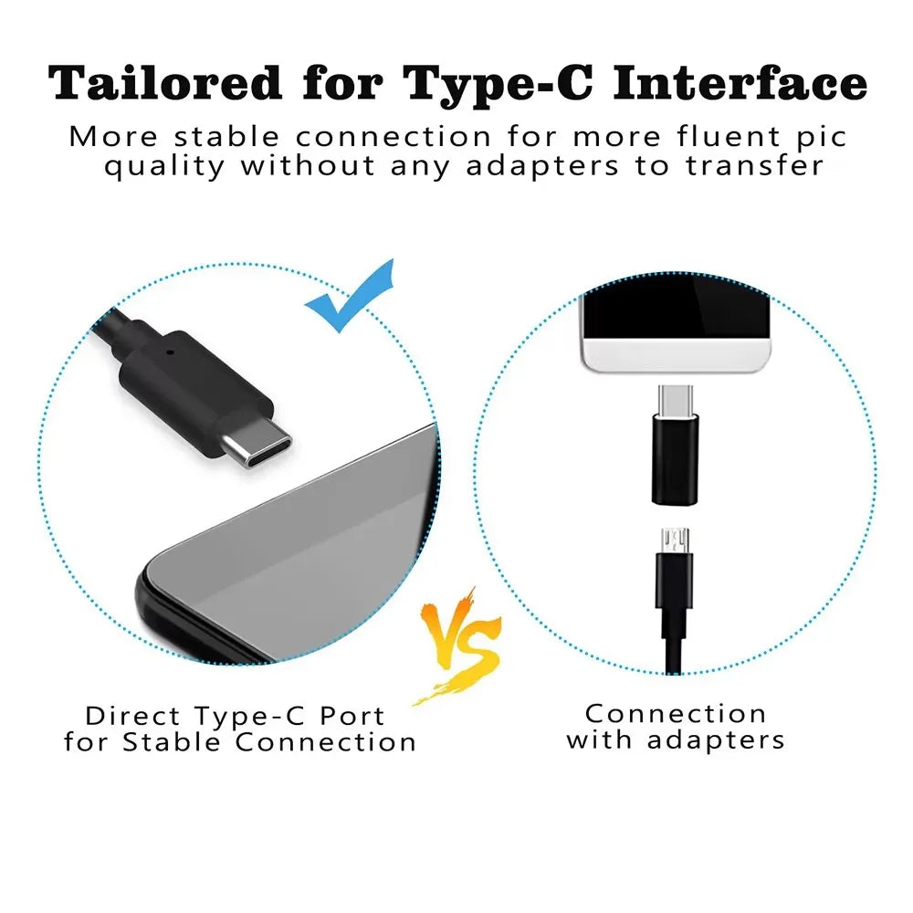 USB Endoscope for OTG Android Phone, 5.5mm Endoscopic Inspection Snake Camera, IP67 Waterproof with 6 LED Lights for Type C