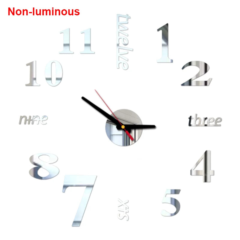 Wall clock DIY Luminous Wall Clock Quartz Watch Acrylic Mirror Stickers Wall Clock Wall Decoration Hot Home Decoration