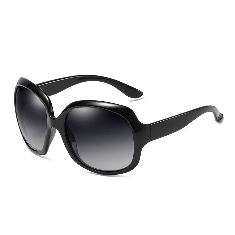 Gafas de sol polarizadas redondas grandes de diseño elegante marca FUQIAN para mujer, a la moda, de plástico grande, para mujer, UV400