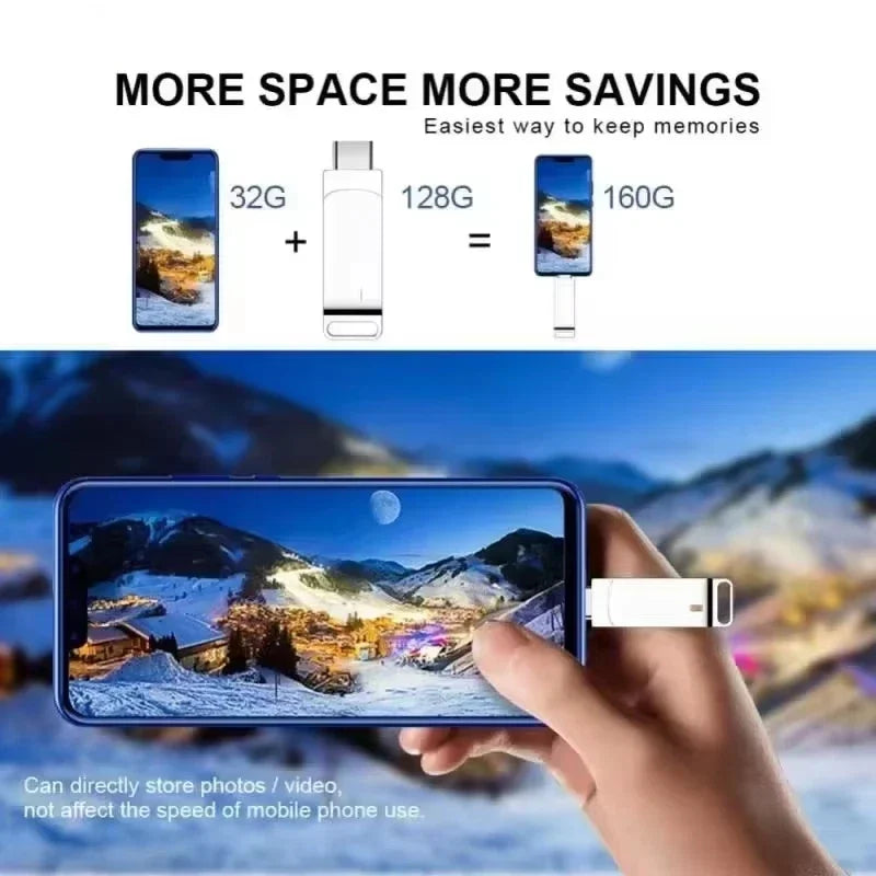 Clé USB 3.2 2-en-1 pour Xiaomi, 512 Go, disque U 256 Go, haute vitesse, en métal, étanche, Type-C, clé USB, lecteur USB