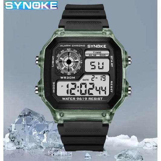 SYNOKE-Relojes digitales impermeables para hombres y mujeres, reloj de pulsera deportivo Shoous, multifunción, para exteriores, para correr, para estudiantes, siete luces